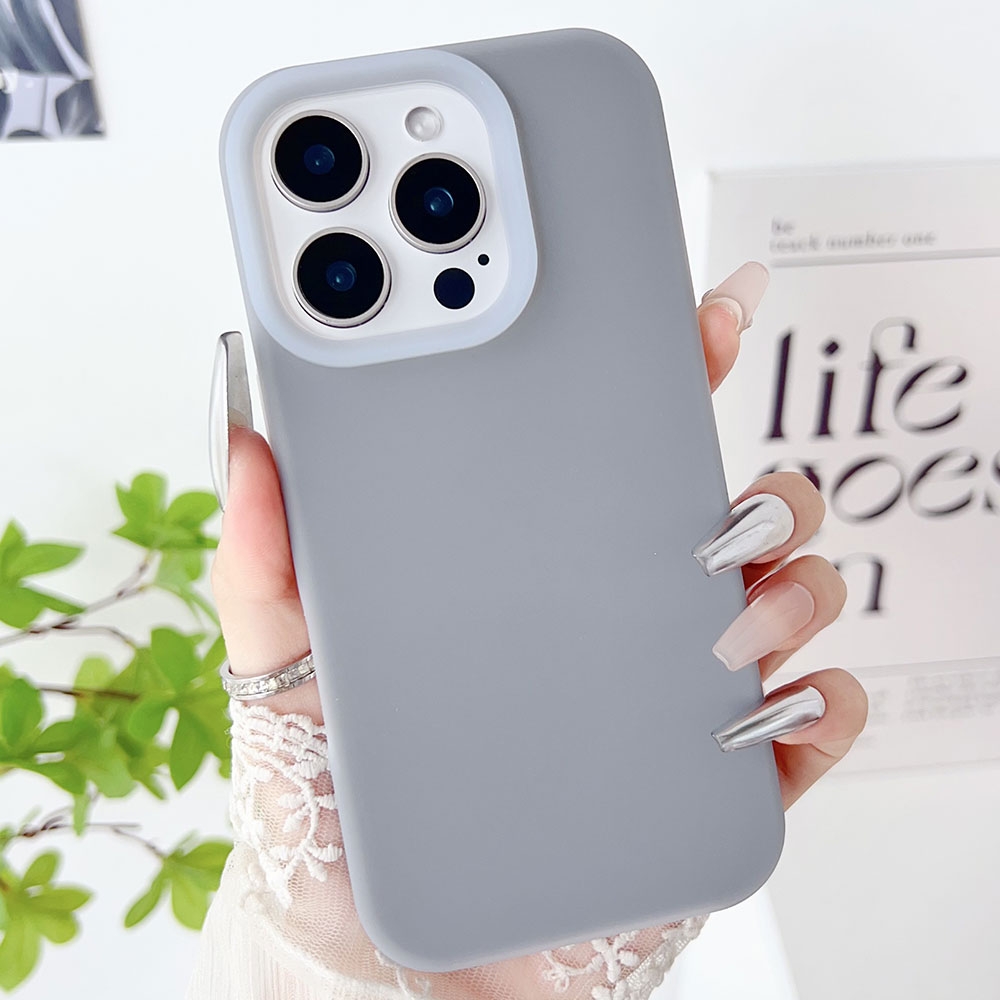 For iPhone 16 Pro Max PC Hybrid Liquid Silicone Jelly Phone Case(Grey) - Shopkiz.com