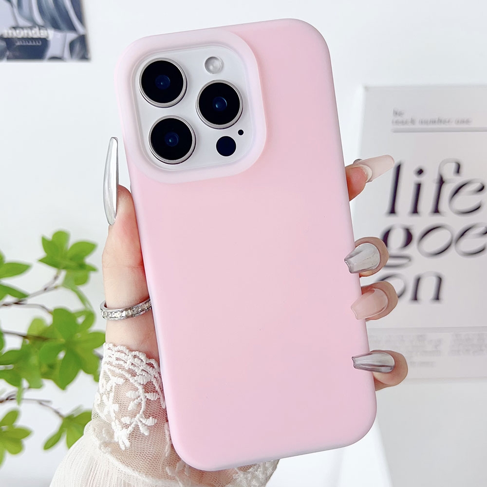 For iPhone 15 Pro PC Hybrid Liquid Silicone Jelly Phone Case(Pink) - Shopkiz.com