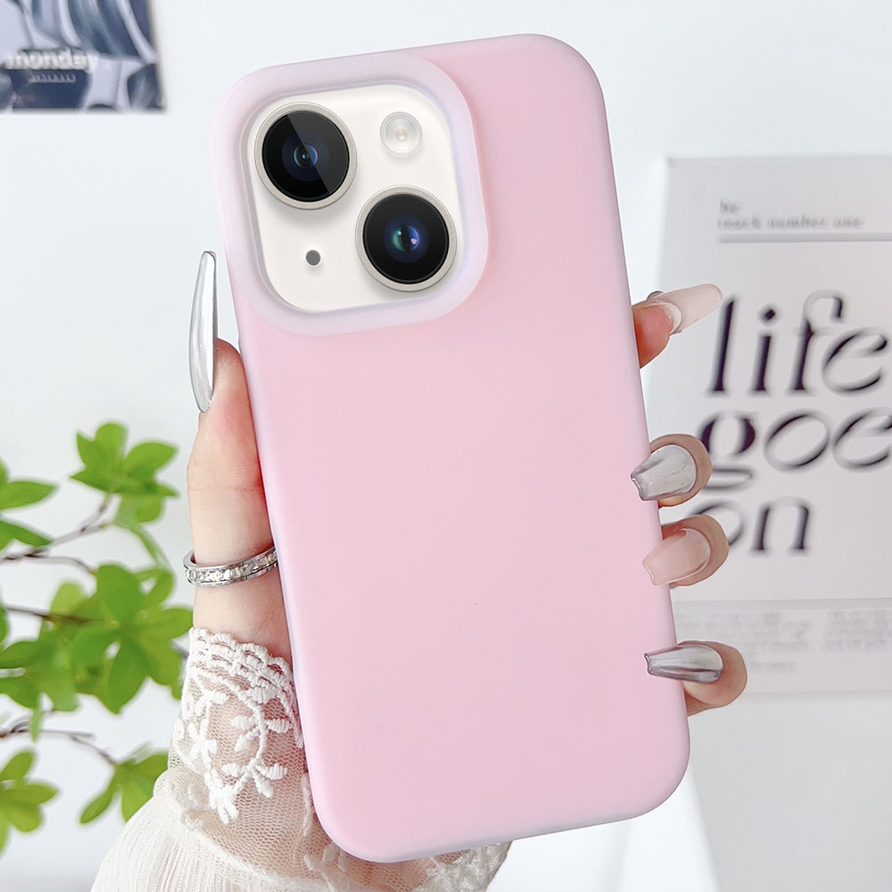 For iPhone 14 Plus PC Hybrid Liquid Silicone Jelly Phone Case(Pink) - Shopkiz.com