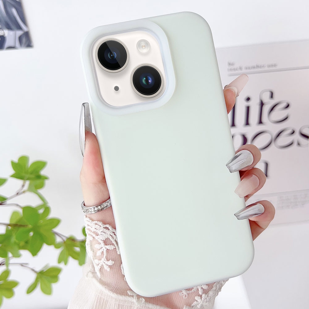 For iPhone 14 Plus PC Hybrid Liquid Silicone Jelly Phone Case(Light Green) - Shopkiz.com