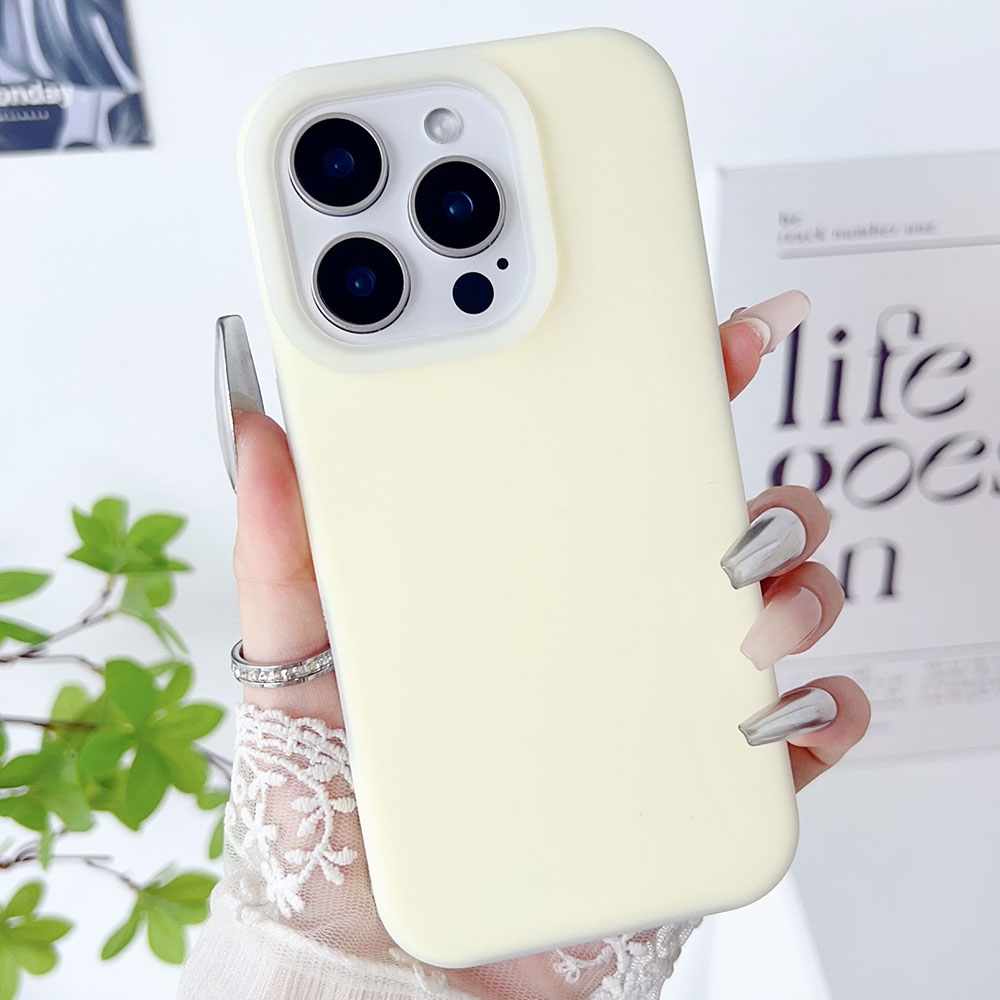 For iPhone 14 Pro PC Hybrid Liquid Silicone Jelly Phone Case(Light Yellow) - Shopkiz.com