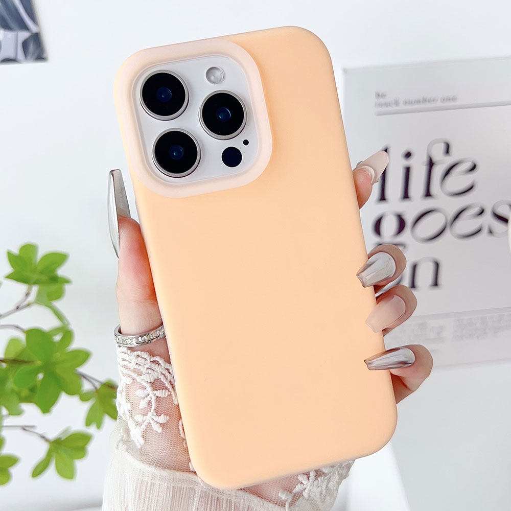 For iPhone 14 Pro Max PC Hybrid Liquid Silicone Jelly Phone Case(Orange) - Shopkiz.com