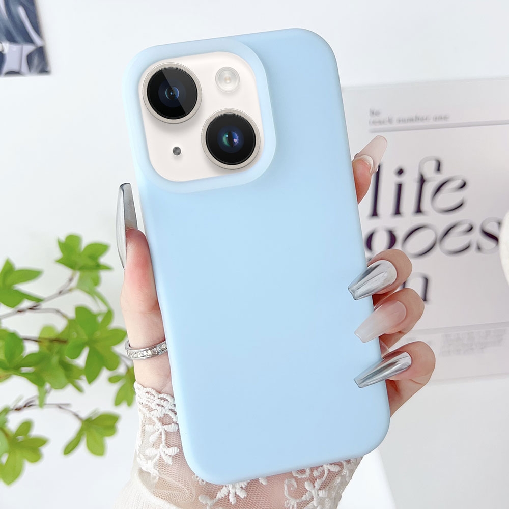 For iPhone 13 PC Hybrid Liquid Silicone Jelly Phone Case(Light Blue) - Shopkiz.com