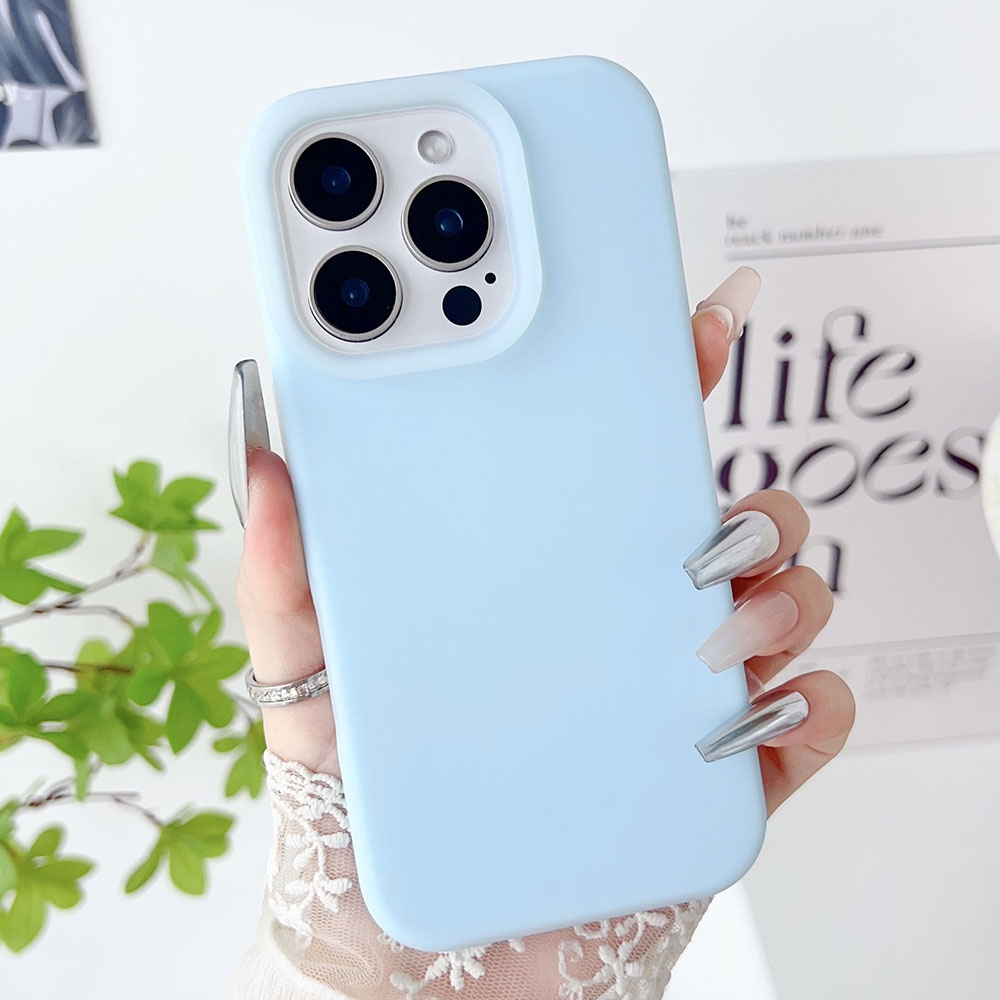 For iPhone 12 Pro PC Hybrid Liquid Silicone Jelly Phone Case(Light Blue) - Shopkiz.com