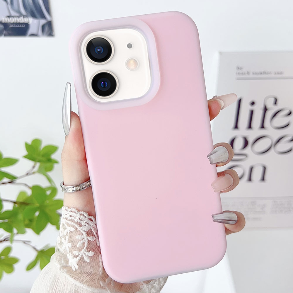 For iPhone 11 PC Hybrid Liquid Silicone Jelly Phone Case(Pink) - Shopkiz.com
