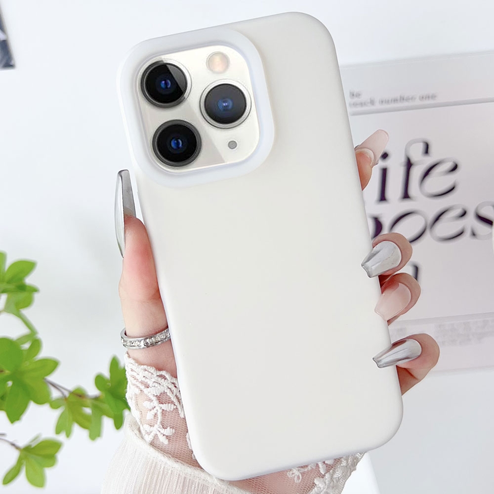 For iPhone 11 Pro PC Hybrid Liquid Silicone Jelly Phone Case(White) - Shopkiz.com