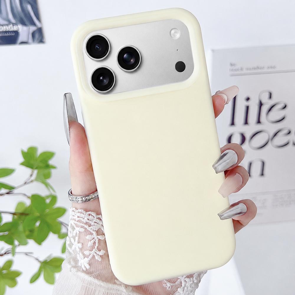 For iPhone 17 Pro PC Hybrid Liquid Silicone Jelly Phone Case(Light Yellow) - Shopkiz.com