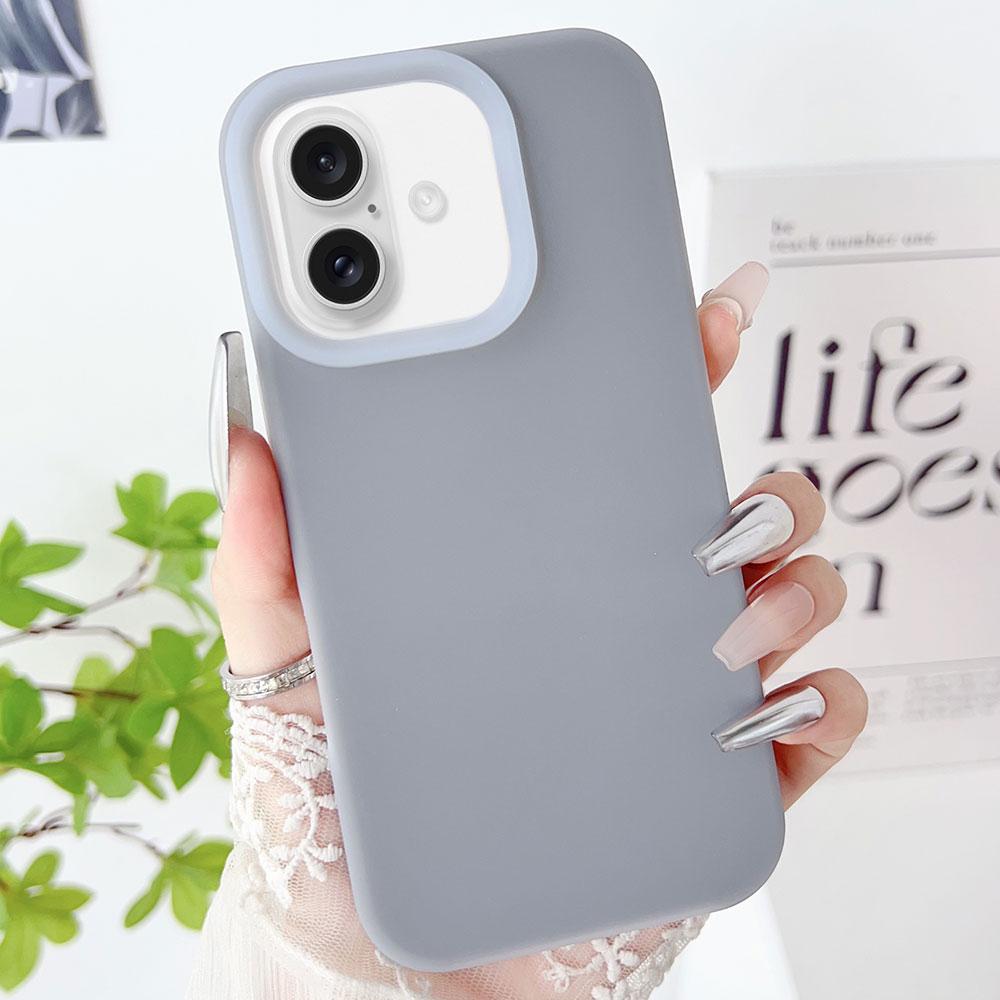 For iPhone 18 PC Hybrid Liquid Silicone Jelly Phone Case(Grey) - Shopkiz.com