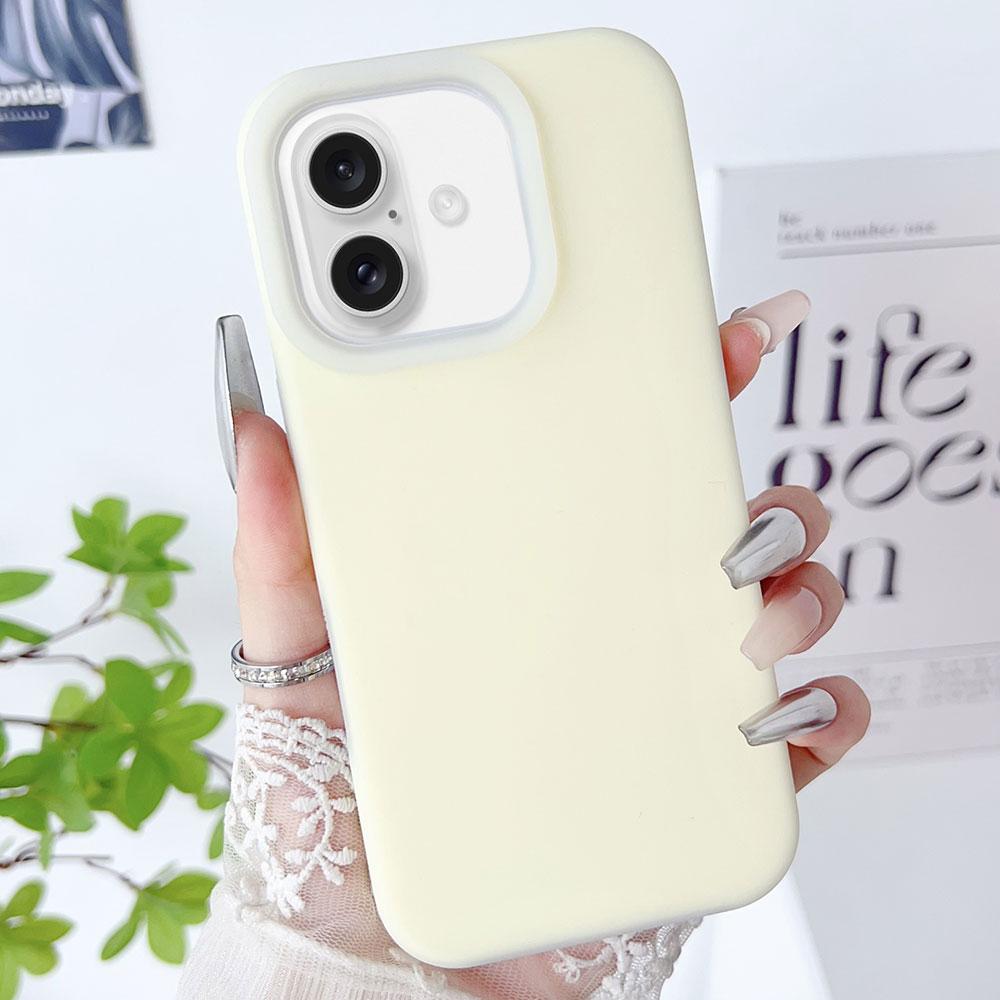 For iPhone 18 PC Hybrid Liquid Silicone Jelly Phone Case(Light Yellow) - Shopkiz.com