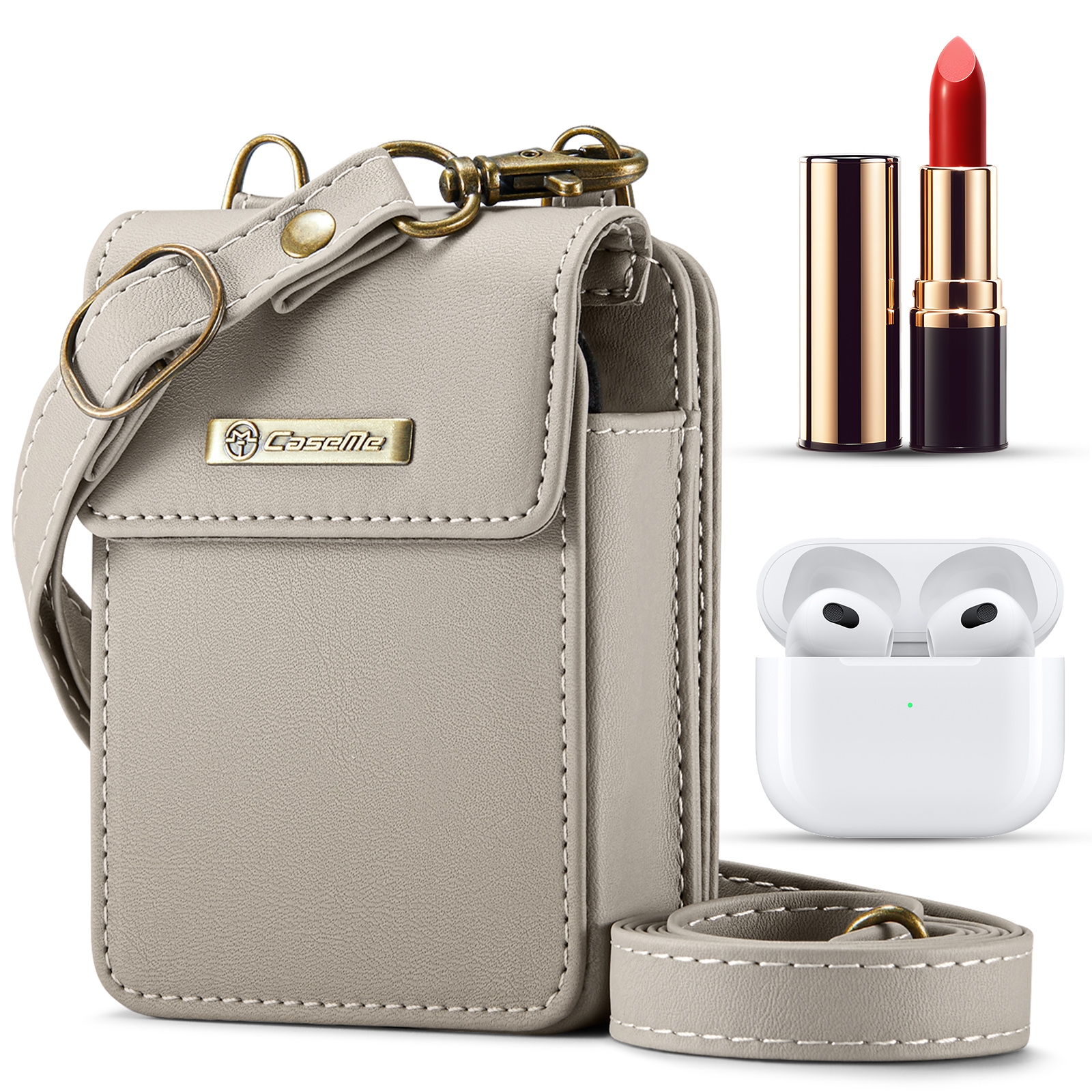 For AirPods 3 CaseMe Me50 Lanyard Mini Earphone Universal Bag(Khaki) - Shopkiz.com