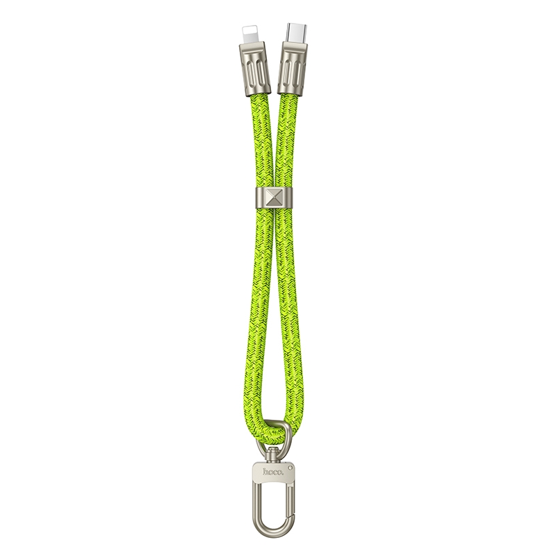 hoco GH5 USB-C / Type-C to 8 Pin Elegant Series Rechargeable Wristband Phone Lanyard(Fluorescent Green) - Shopkiz.com