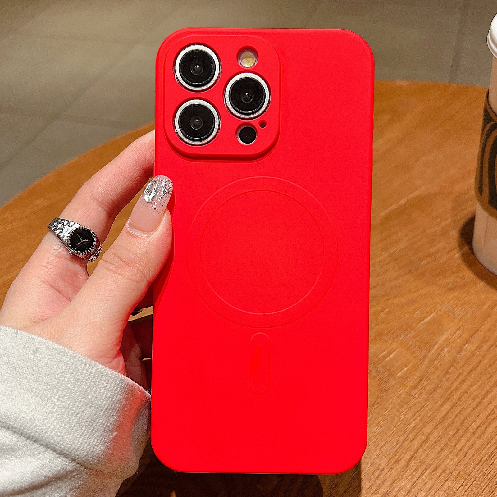 For iPhone 16 Pro Solid Color Liquid Silicone MagSafe Magnetic Phone Case(Red) - Shopkiz.com