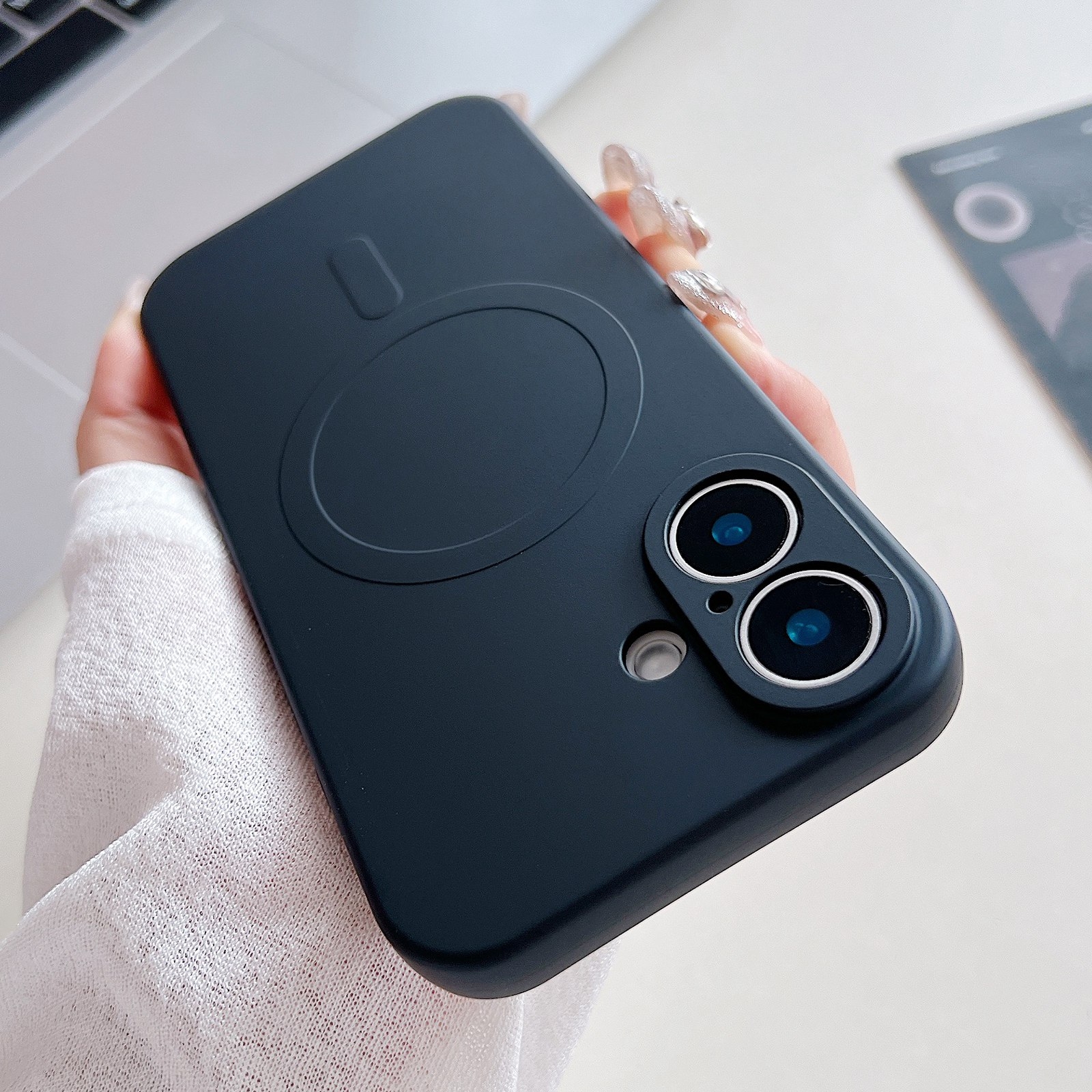 For iPhone 16 Plus Solid Color Liquid Silicone MagSafe Magnetic Phone Case(Black) - Shopkiz.com