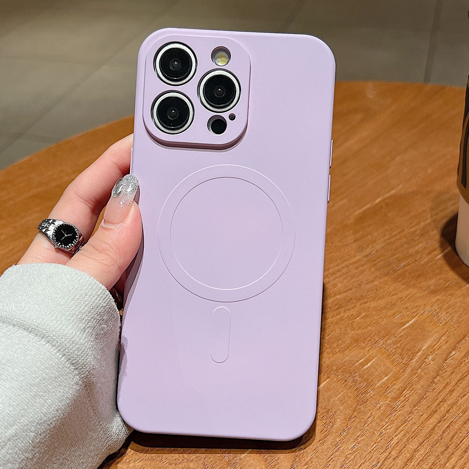 For iPhone 13 Pro Solid Color Liquid Silicone MagSafe Magnetic Phone Case(Lilac) - Shopkiz.com