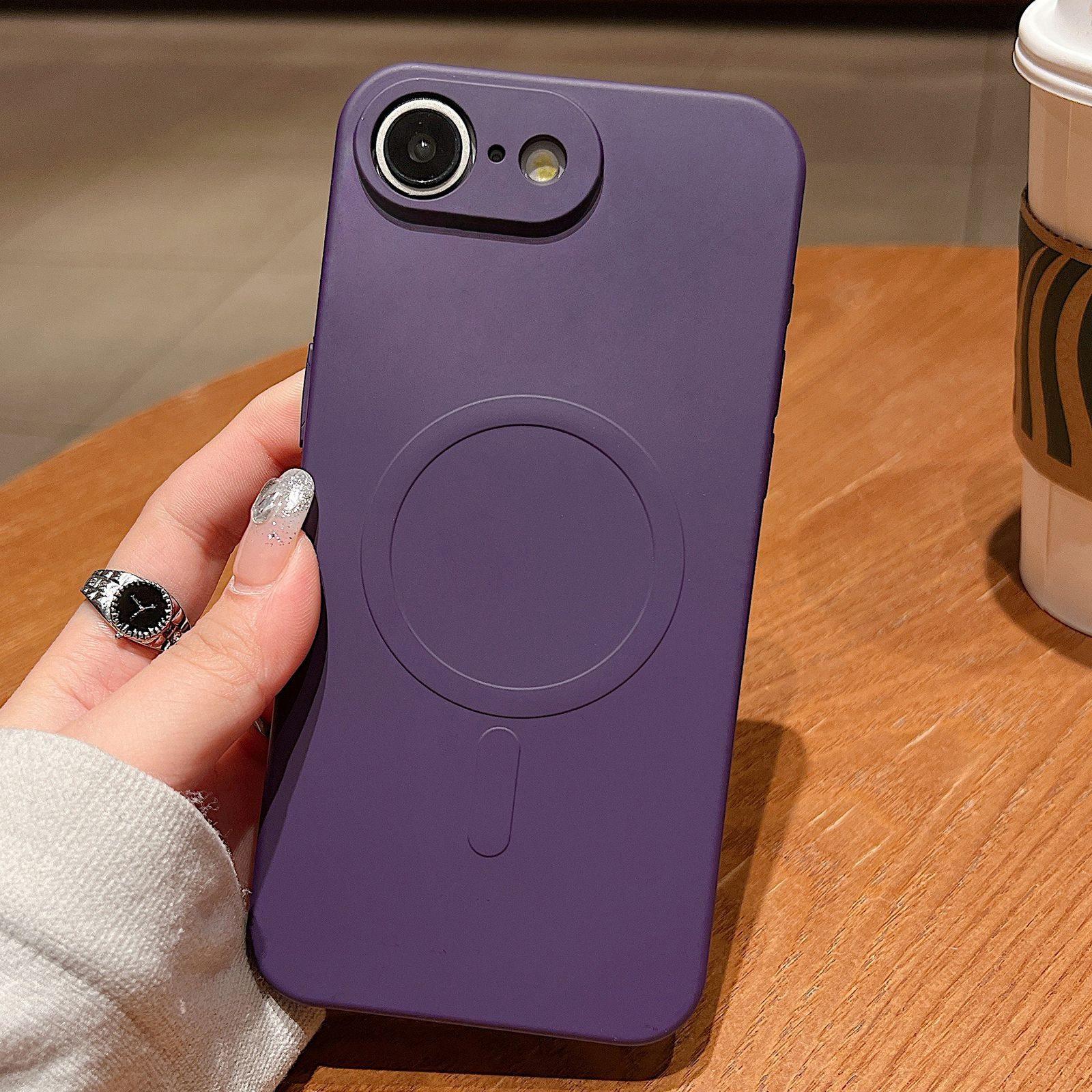 For iPhone 17e / 16e Solid Color Liquid Silicone MagSafe Magnetic Phone Case(Dark Purple) - Shopkiz.com