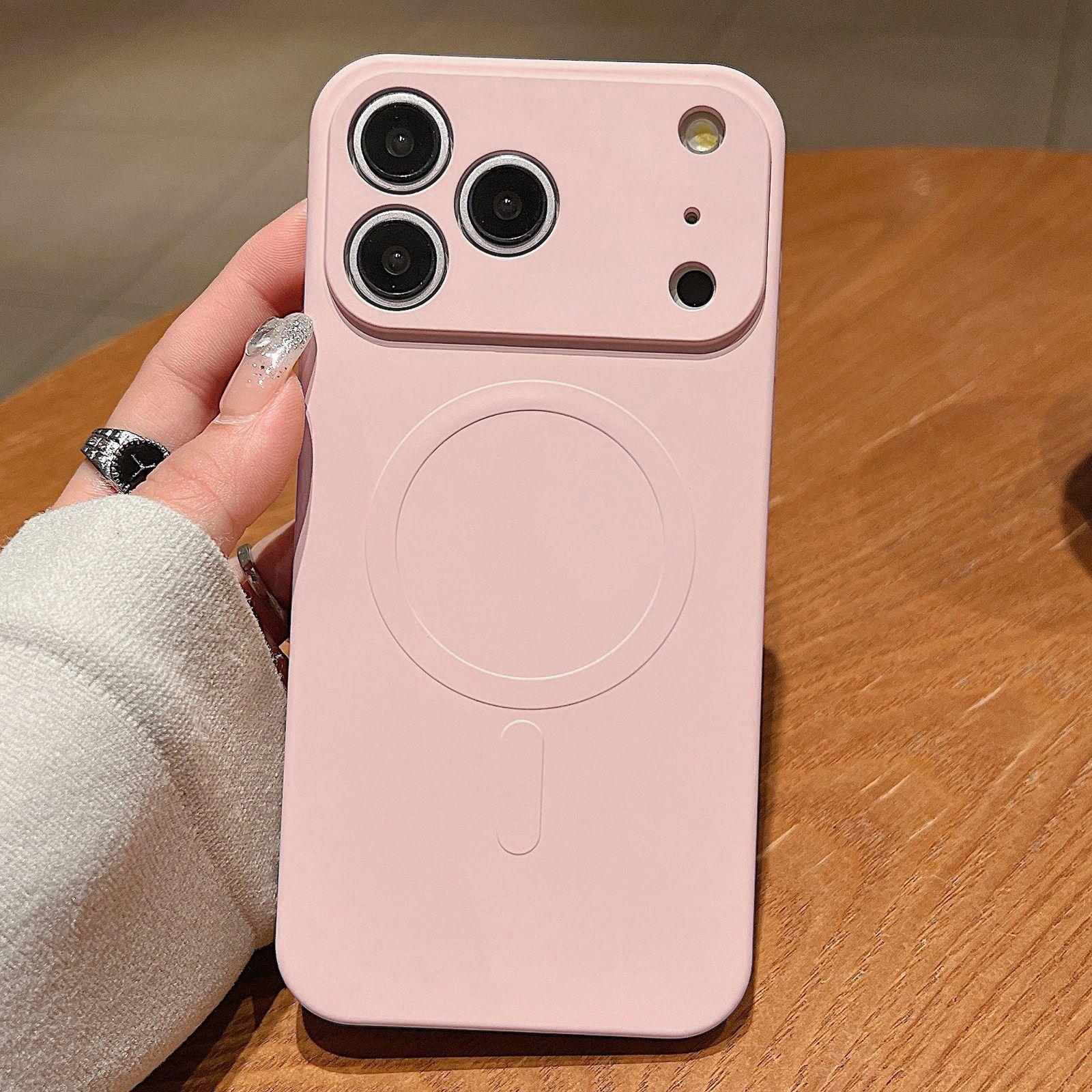 For iPhone 17 Pro Solid Color Liquid Silicone MagSafe Magnetic Phone Case(Pink) - Shopkiz.com