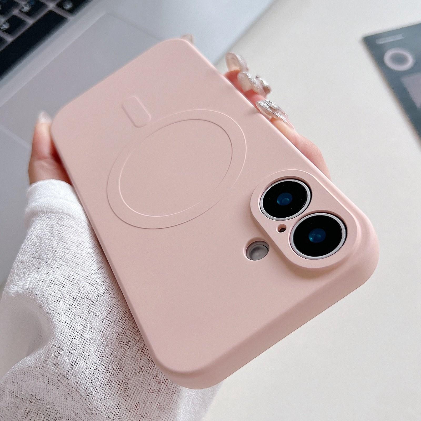 For iPhone 17 Solid Color Liquid Silicone MagSafe Magnetic Phone Case(Pink) - Shopkiz.com