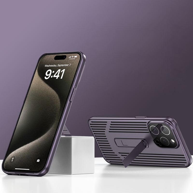 For iPhone 13 Pro Max Extraordinary Cooling Holder Phone Case(Dark Purple) - Shopkiz.com