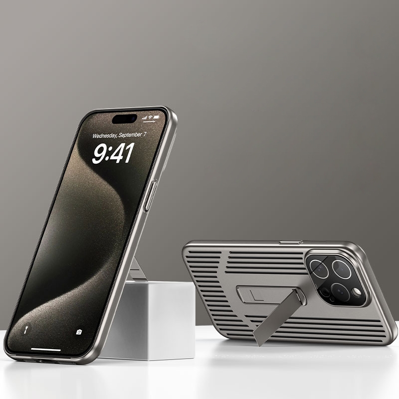 For iPhone 13 Pro Extraordinary Cooling Holder Phone Case(Titanium) - Shopkiz.com