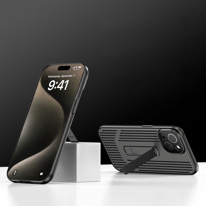 For iPhone 15 Extraordinary Cooling Holder Phone Case(Black) - Shopkiz.com