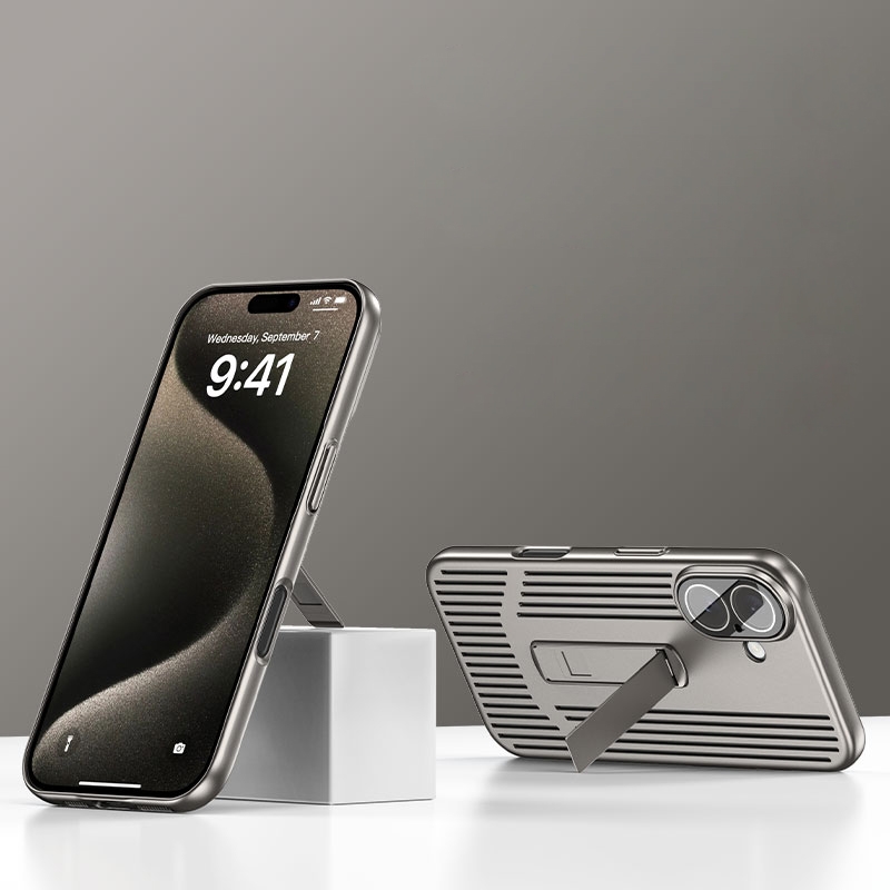 For iPhone 16 Extraordinary Cooling Holder Phone Case(Titanium) - Shopkiz.com