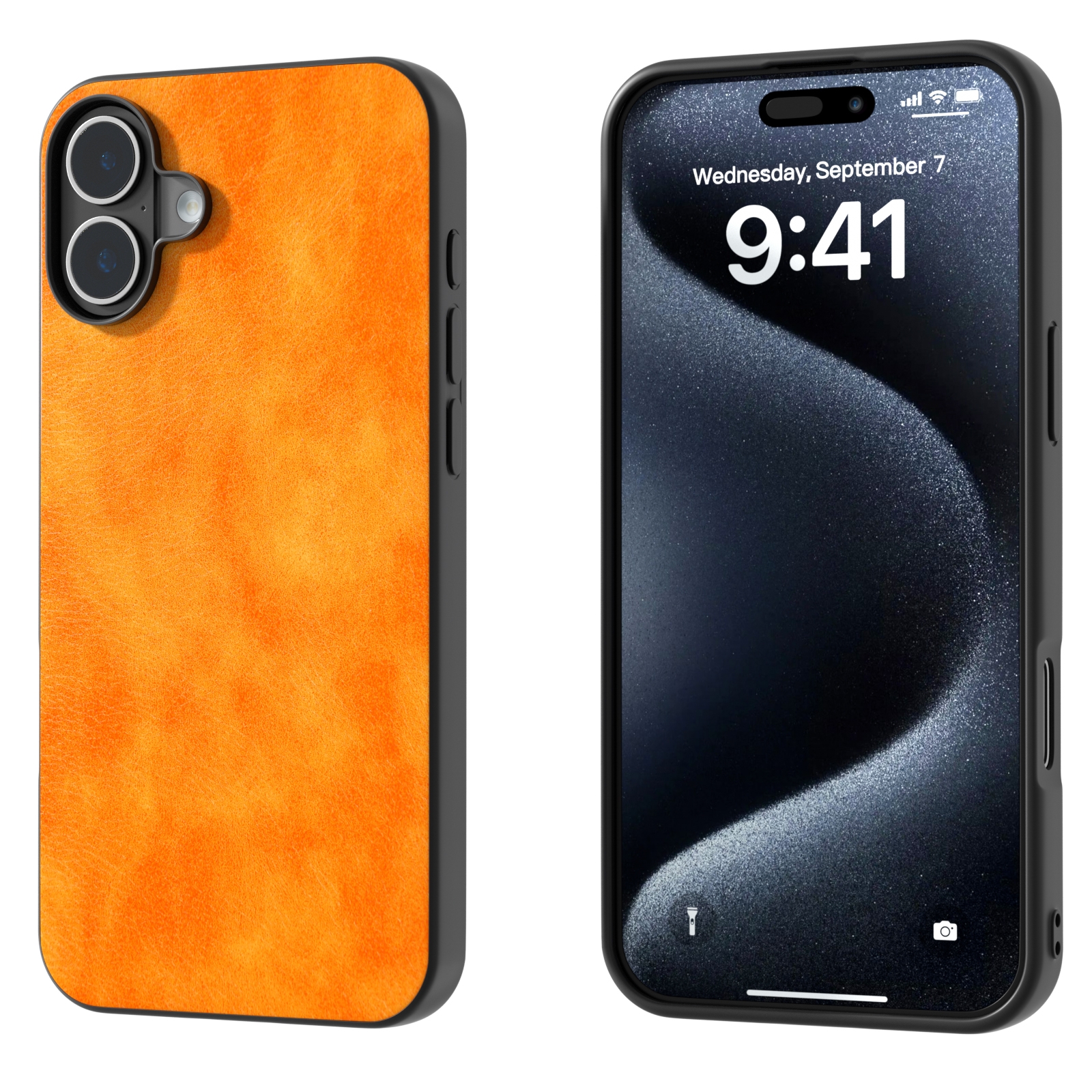 For iPhone 16 Dual Color Lichi Texture PU Phone Case(Orange) - Shopkiz.com