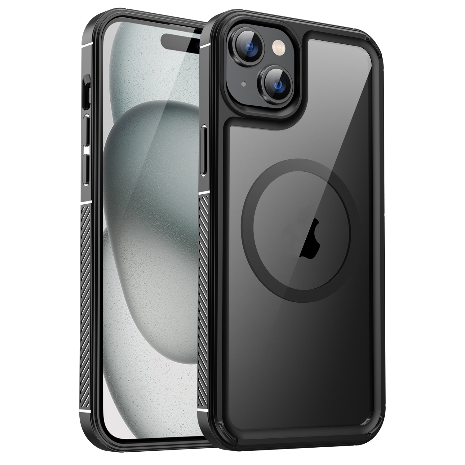 For iPhone 15 Plus Forerunner Shockproof Acrylic Hybrid TPU Magsafe Phone Case(Black) - Shopkiz.com