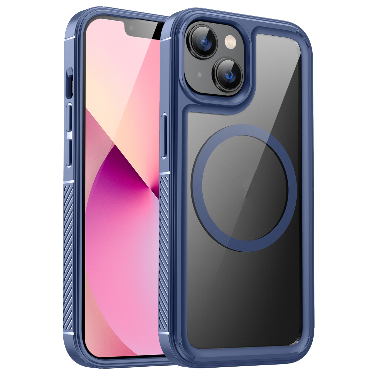For iPhone 14 Forerunner Shockproof Acrylic Hybrid TPU Magsafe Phone Case(Blue) - Shopkiz.com