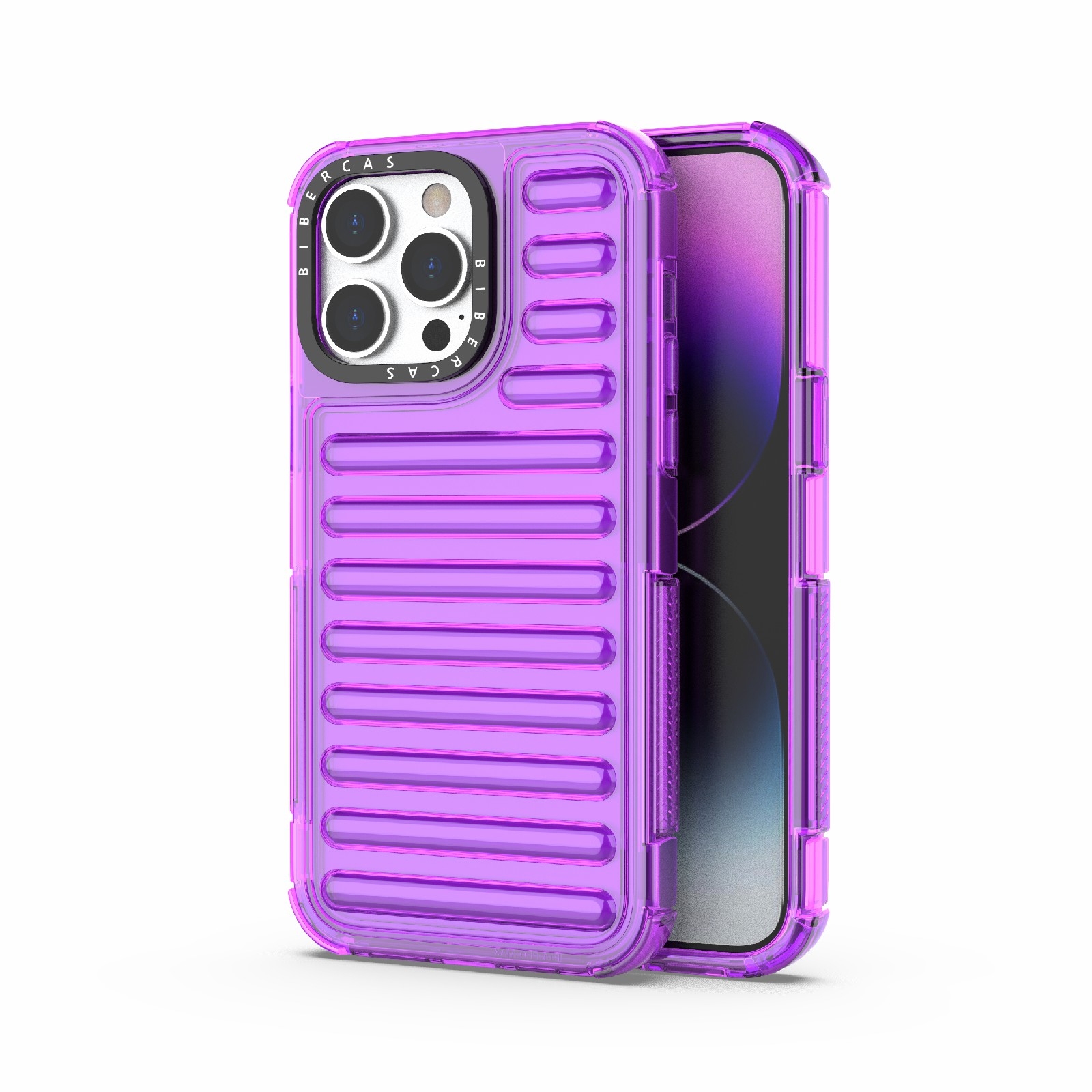 For iPhone 14 Pro Max High Transparency TPU Hybrid PC Airbag Phone Case(Transparent Purple) - Shopkiz.com