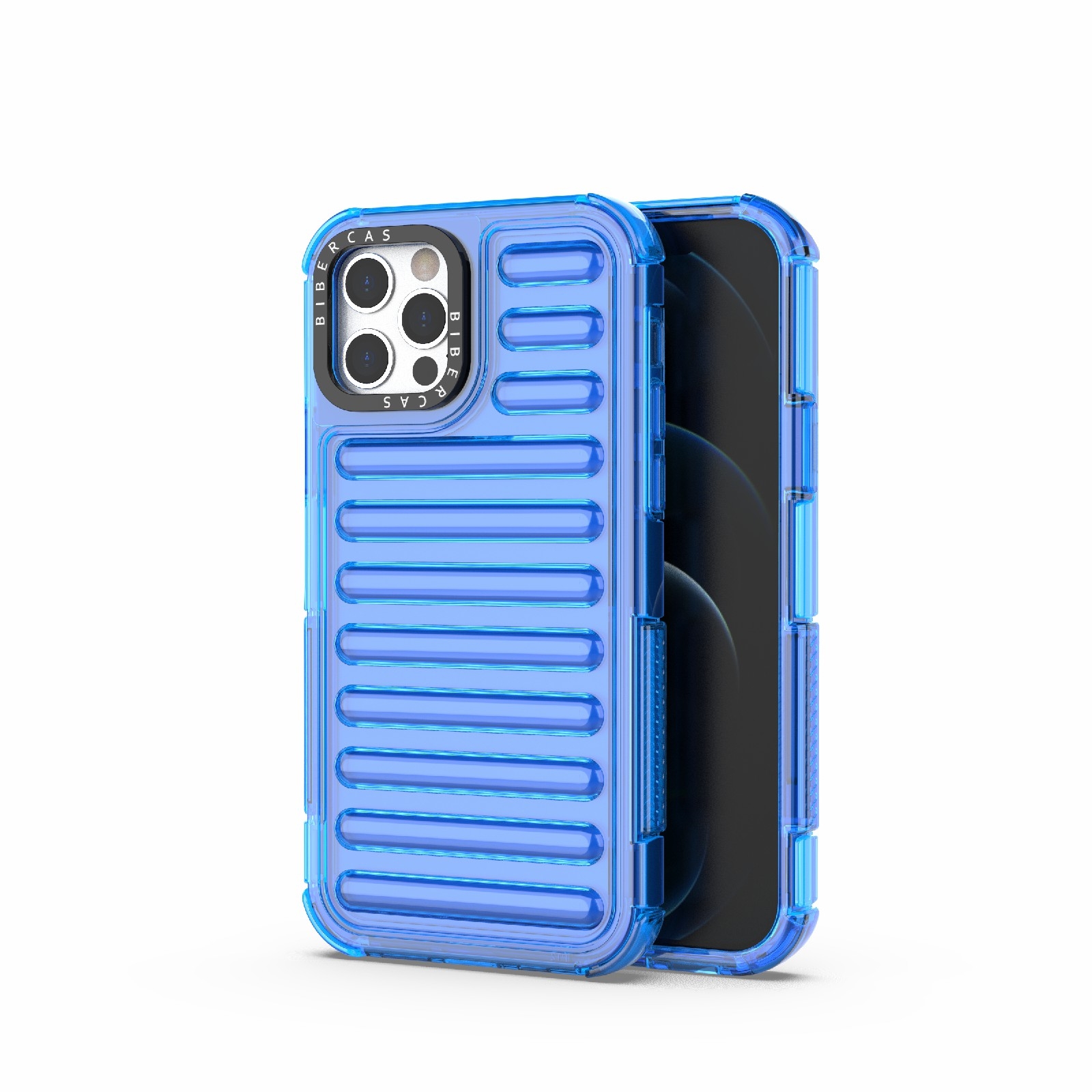 For iPhone 12 / 12 Pro High Transparency TPU Hybrid PC Airbag Phone Case(Transparent Blue) - Shopkiz.com