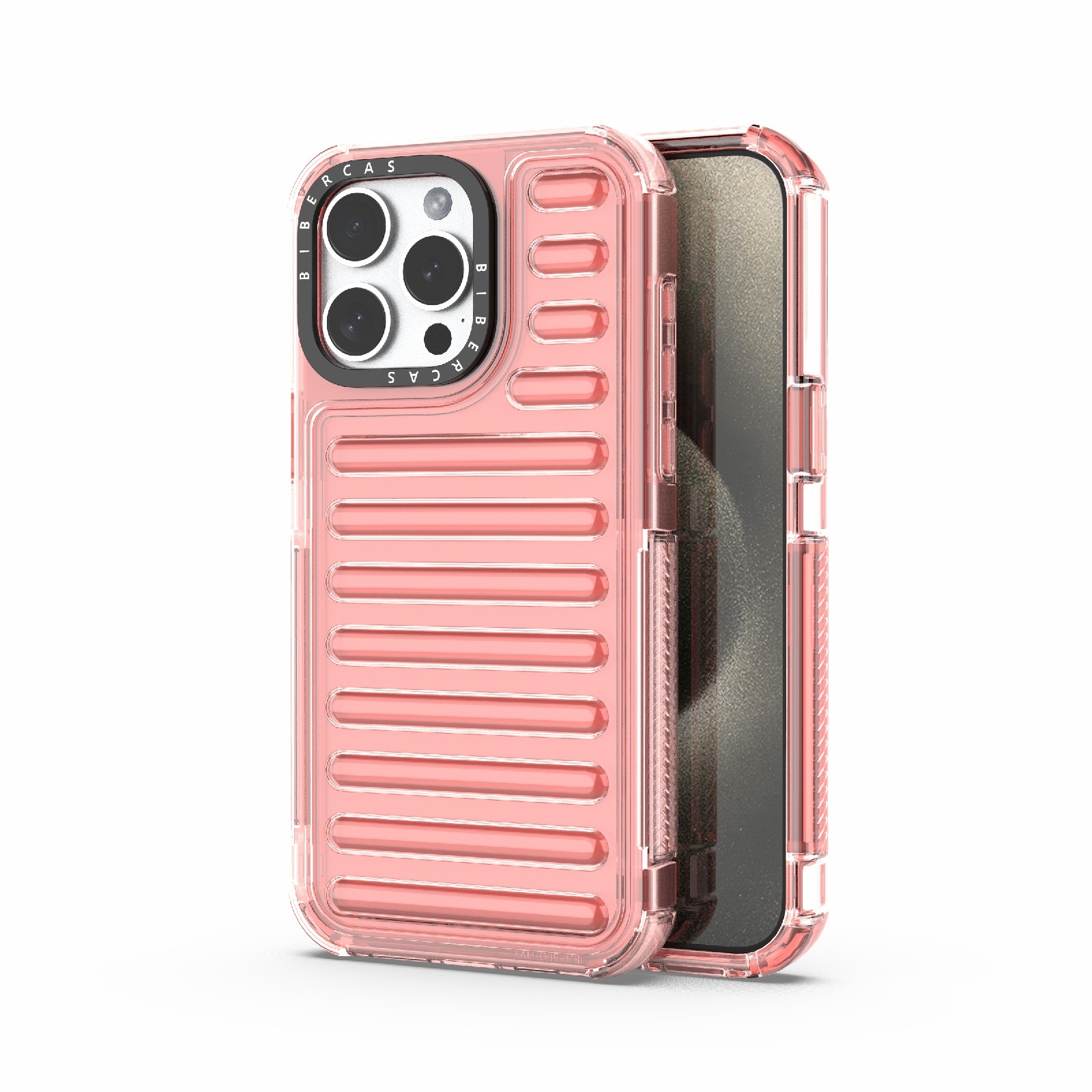 For iPhone 15 Pro Max High Transparency TPU Hybrid PC Airbag Phone Case(Pink) - Shopkiz.com