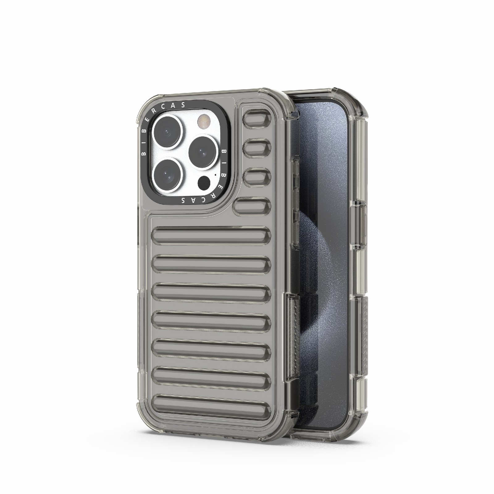 For iPhone 15 Pro High Transparency TPU Hybrid PC Airbag Phone Case(Transparent Black) - Shopkiz.com