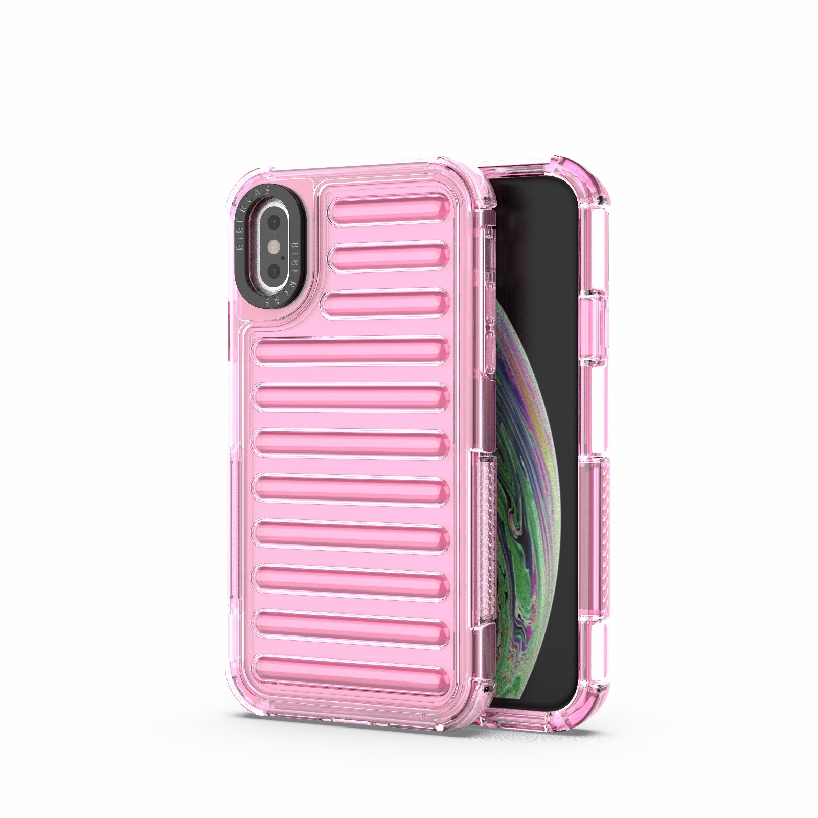 For iPhone XS / X High Transparency TPU Hybrid PC Airbag Phone Case(Pink) - Shopkiz.com
