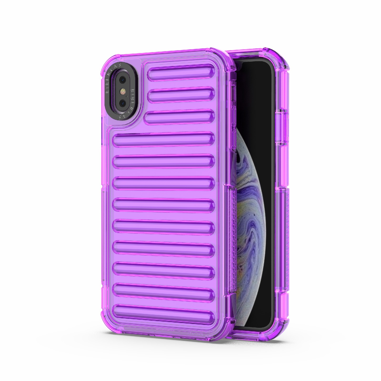 For iPhone XS Max High Transparency TPU Hybrid PC Airbag Phone Case(Transparent Purple) - Shopkiz.com