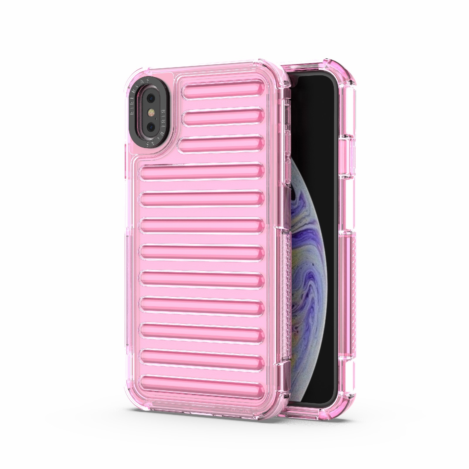 For iPhone XS Max High Transparency TPU Hybrid PC Airbag Phone Case(Pink) - Shopkiz.com