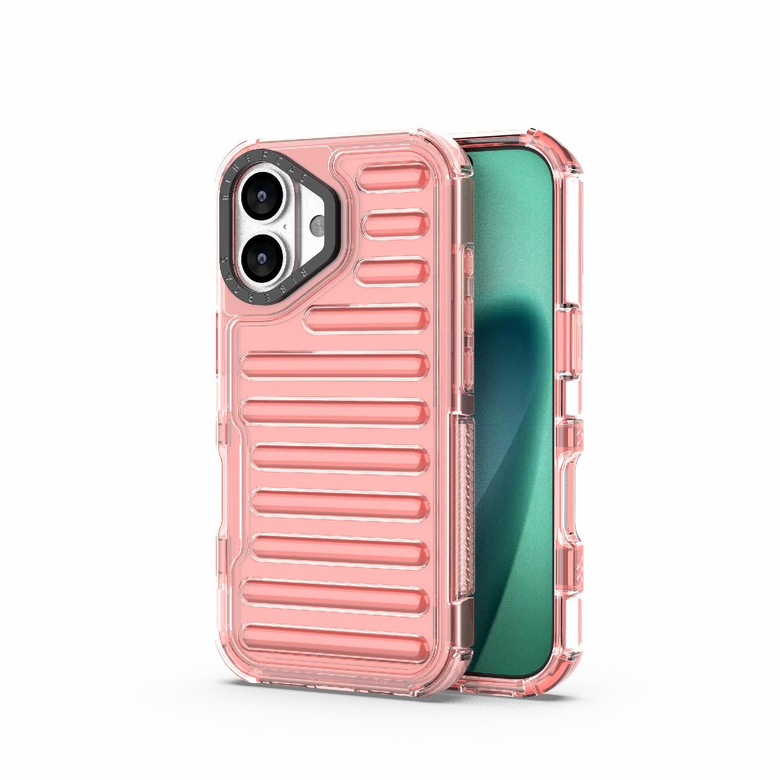For iPhone 17 High Transparency TPU Hybrid PC Airbag Phone Case(Peach Red) - Shopkiz.com