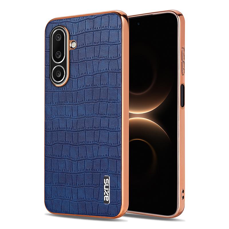 For Galaxy A27 5G AZNS Electroplated Frame Crocodile Texture Full Coverage Phone Case(Blue) - Shopkiz.com