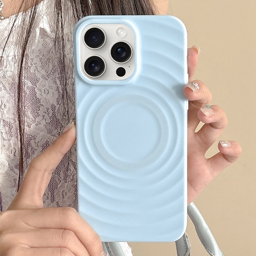 For iPhone 16 Pro Frosted Wave Texture MagSafe Magnetic TPU Phone Case(Blue) - Shopkiz.com