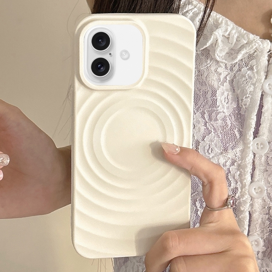 For iPhone 16 Plus Frosted Wave Texture MagSafe Magnetic TPU Phone Case(White) - Shopkiz.com