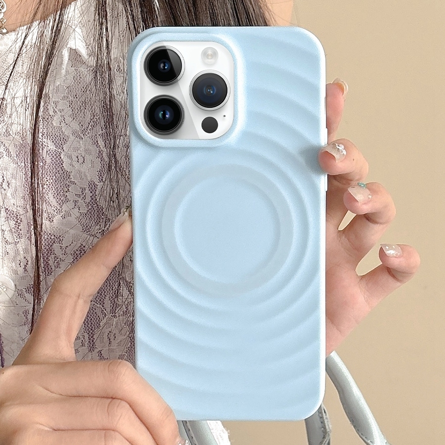For iPhone 12 Pro Max Frosted Wave Texture MagSafe Magnetic TPU Phone Case(Blue) - Shopkiz.com