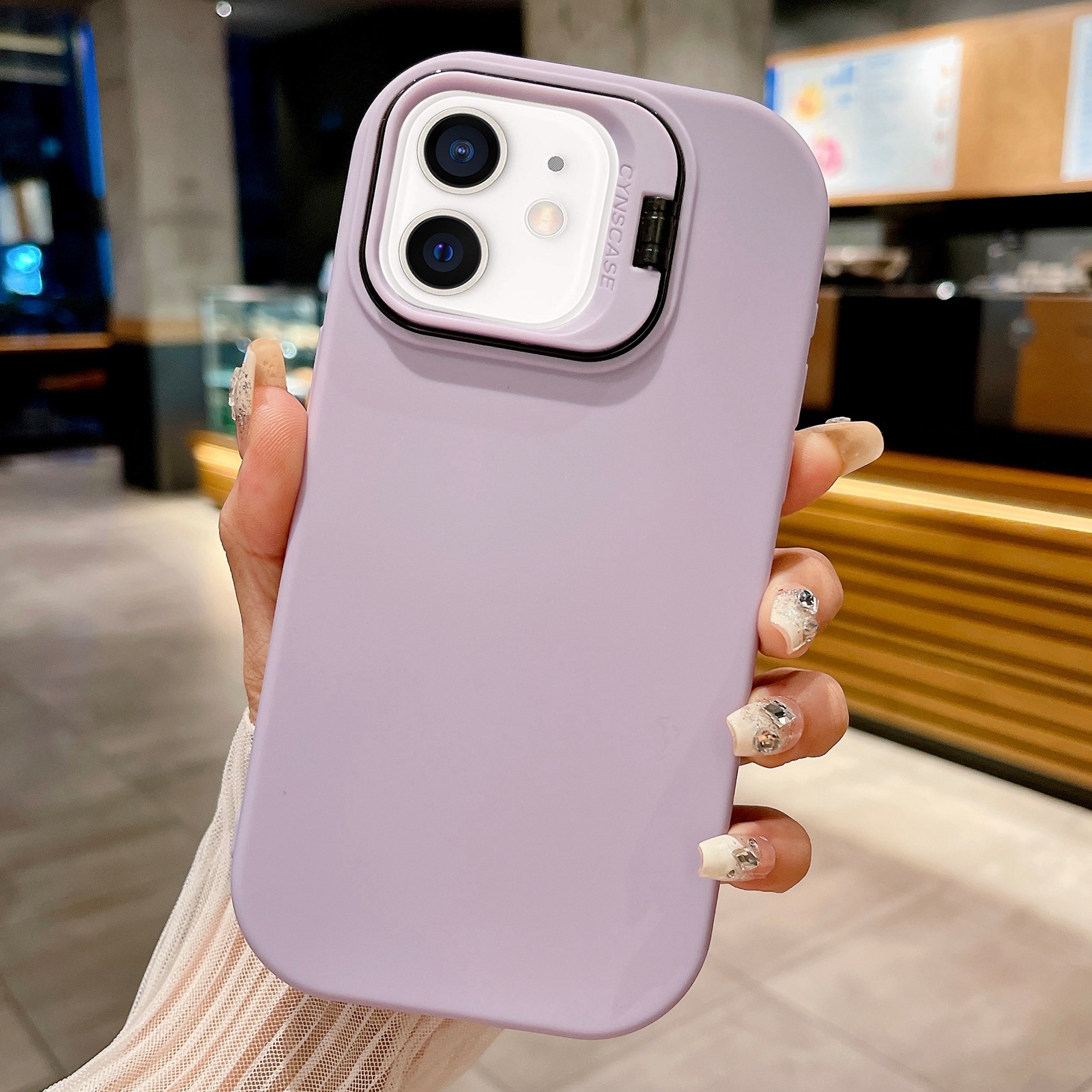 For iPhone 11 Lens Holder Skin Feel TPU Phone Case(Light Purple) - Shopkiz.com