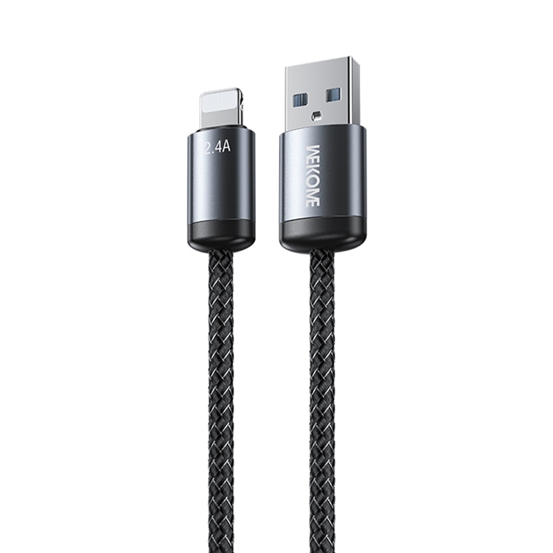 WK WDC-32i Raython Gen2 1m 2.4A USB to 8 Pin Fast Charging Data Cable(Black) - Shopkiz.com