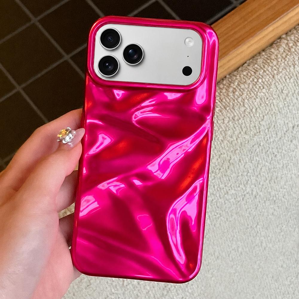 For iPhone 18 Pro Max Water Ripple Electroplating Paint TPU Phone Case(Rose Red) - Shopkiz.com
