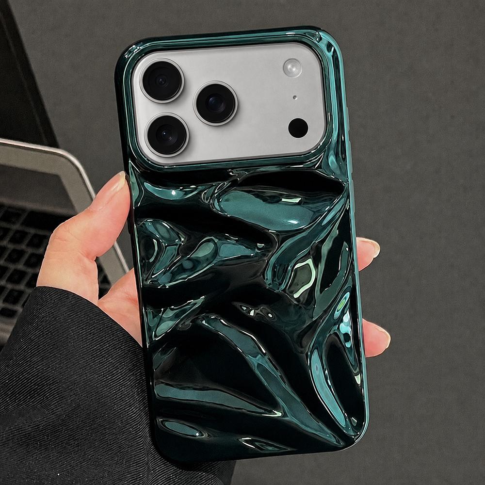 For iPhone 17 Pro Max Water Ripple Electroplating Paint TPU Phone Case(Bright Green) - Shopkiz.com