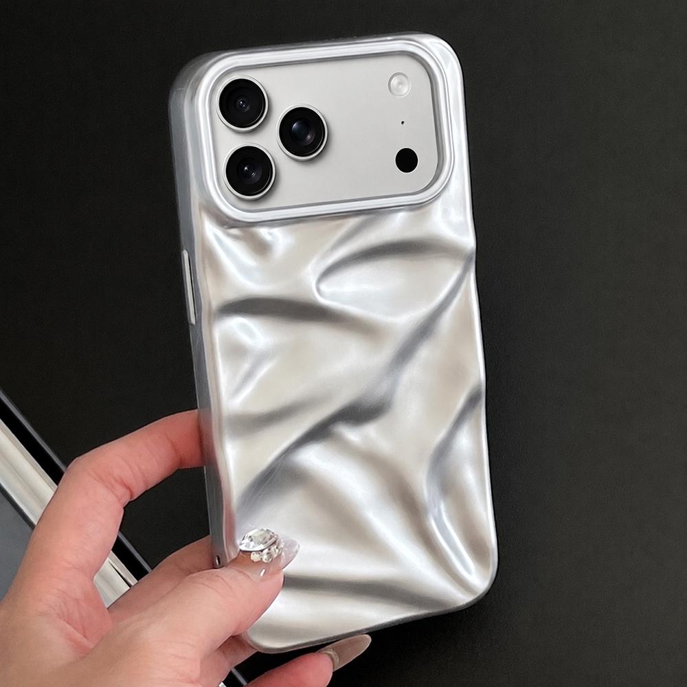 For iPhone 17 Pro Max Water Ripple Electroplating Paint TPU Phone Case(Silver) - Shopkiz.com