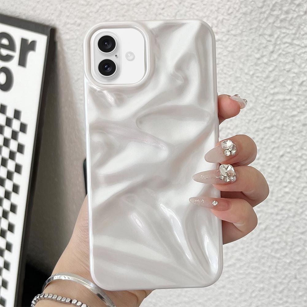 For iPhone 17 Water Ripple Electroplating Paint TPU Phone Case(White) - Shopkiz.com