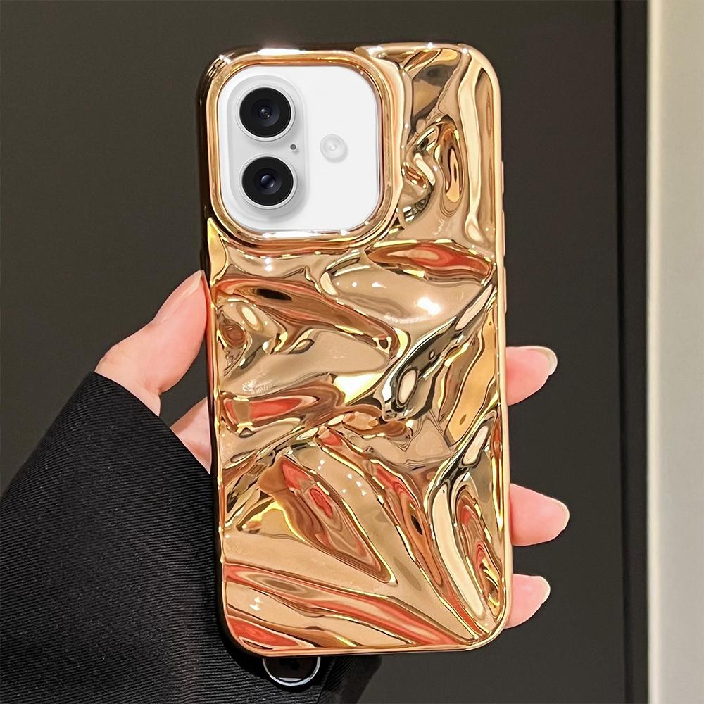 For iPhone 17 Water Ripple Electroplating Paint TPU Phone Case(Bright Gold) - Shopkiz.com