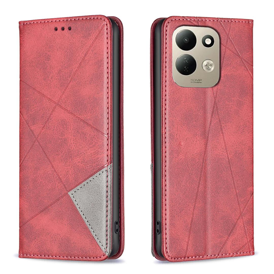 For Redmi 17 4G / 5G Global 170mm Rhombus Texture Magnetic Leather Phone Case(Red) - Shopkiz.com