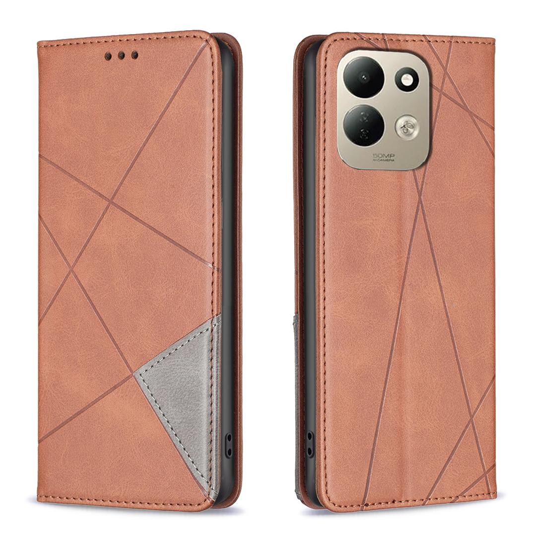 For Redmi 17 4G / 5G Global 170mm Rhombus Texture Magnetic Leather Phone Case(Brown) - Shopkiz.com