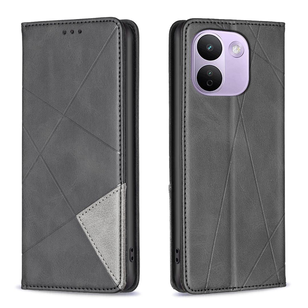 For Redmi Note 17 Pro+ 5G Global 163mm Rhombus Texture Magnetic Leather Phone Case(Black) - Shopkiz.com